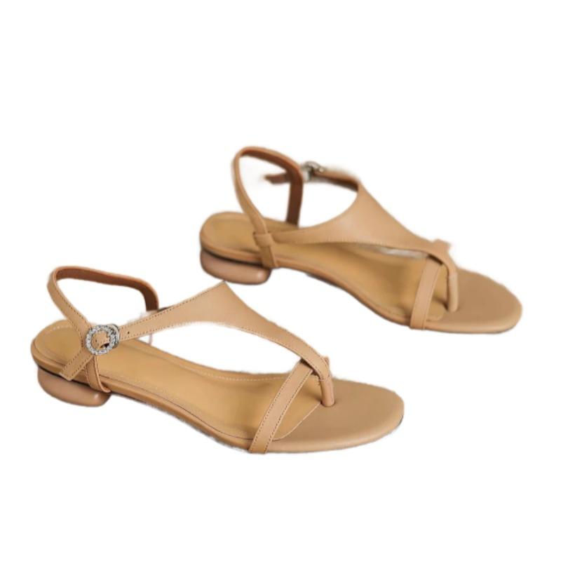 Fashion Clip Toe Women Sandals Mid Heels Crystal Shoes Designer Elegant Slippers Fad Buckle Flip Flops Summer 2025 New Dress Sandalias