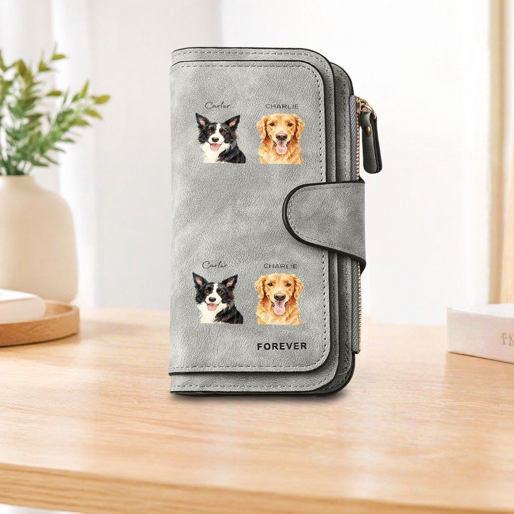 Border Collie Golden Retriever Long Zipper Wallet, Large Capacity Card Holder, Unisex Clutch Bag, Fashionable Zipper Coin Purse, Suitable for Daily