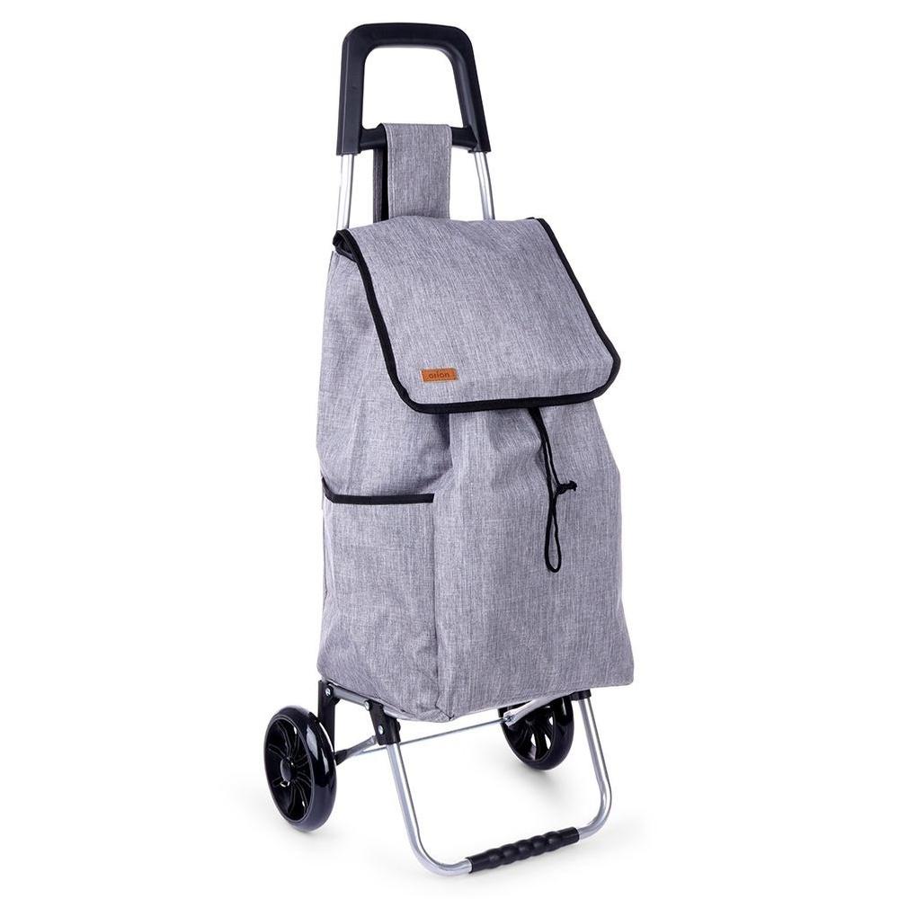 Carro de la compra con bolsa, Gris, 40 L