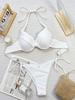 Women's Swimwear Solid Color Halter Neck Sexy Backless Side Tie Bikini Suit Beachwear Bathing Suits