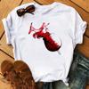 New Women T-Shirt Casual Short Sleeve T Shirt Women's Fashion Rose Red Wine Glass Printed Black T-Shirt Female Tops Tees