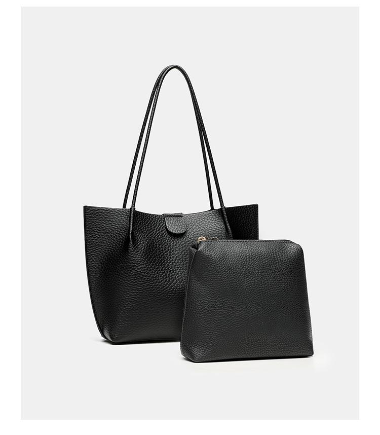 Weiche Leder Litschi-Muster Tragetasche Damen neue großvolumige Pendler Mutter-Kind-Tasche vielseitige tragbare Schulter-Achseltasche