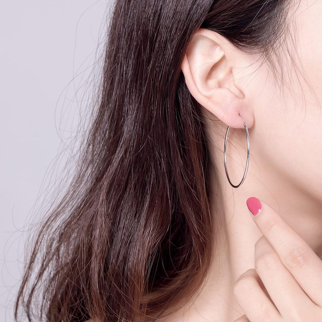 Silver Hoop Earrings 4 Cm, 925 Silver Clasps