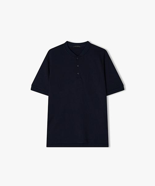 River Classy Llm41594 Dark Navy Regular Fit Henley Neck Short Sleeve T-Shirt 95