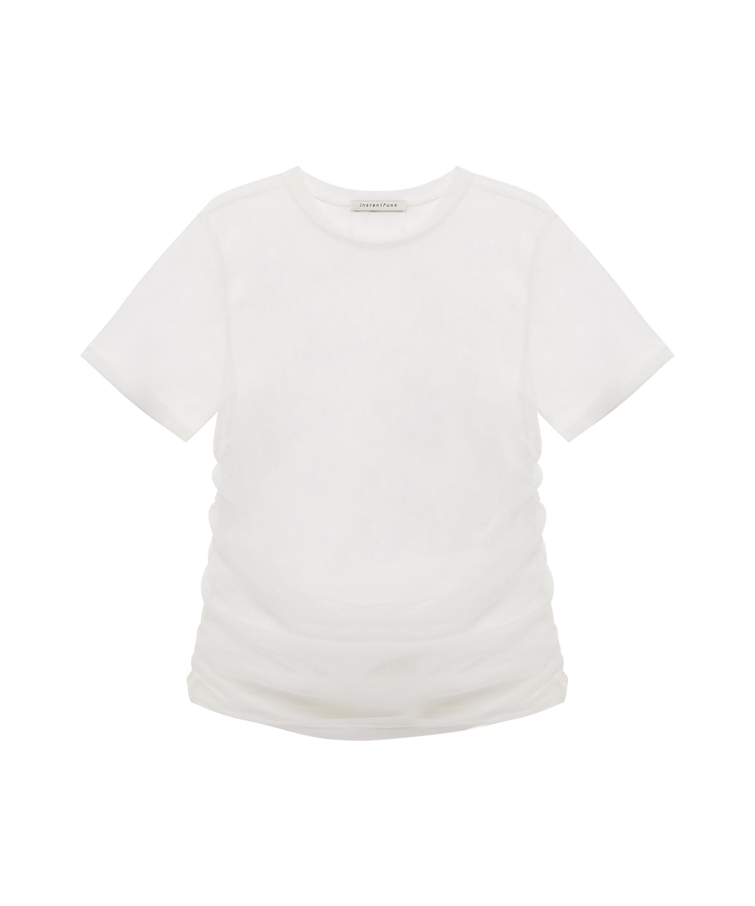 Instant Punk Mesh Shirred T-Shirt - White White/Free