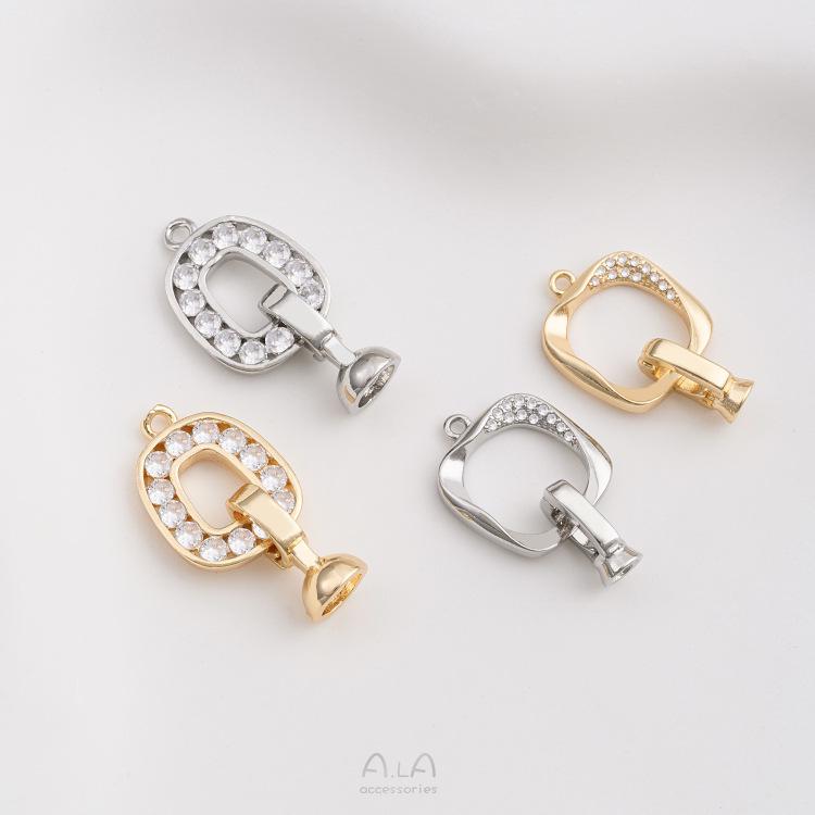 14K Gold-Filled Zirkon & Perle Geometrischer Quadratischer Verbinder für Handgefertigte Armbänder & Halsketten