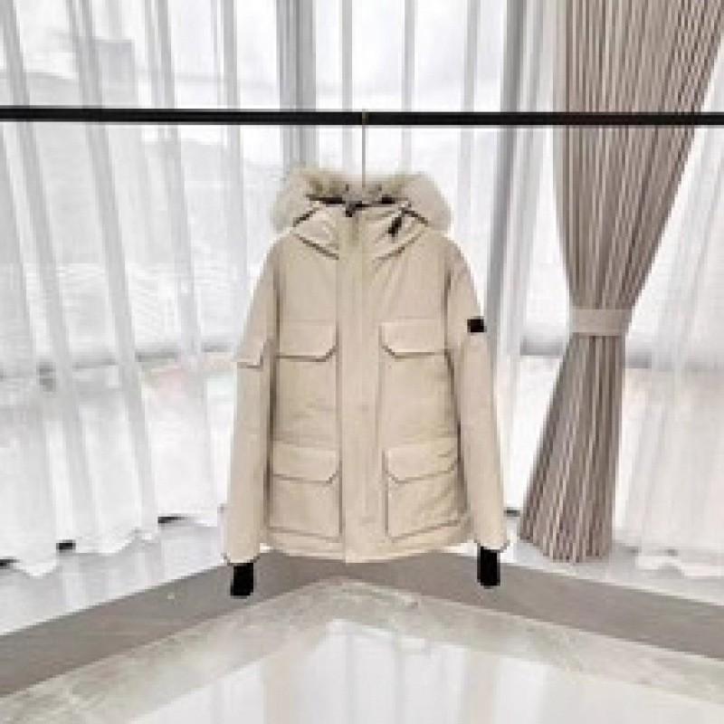Premium 80% White Duck Down Parka Coat With Faux Fur Trim Loose Fit Mid-Length Winter Jacket Women