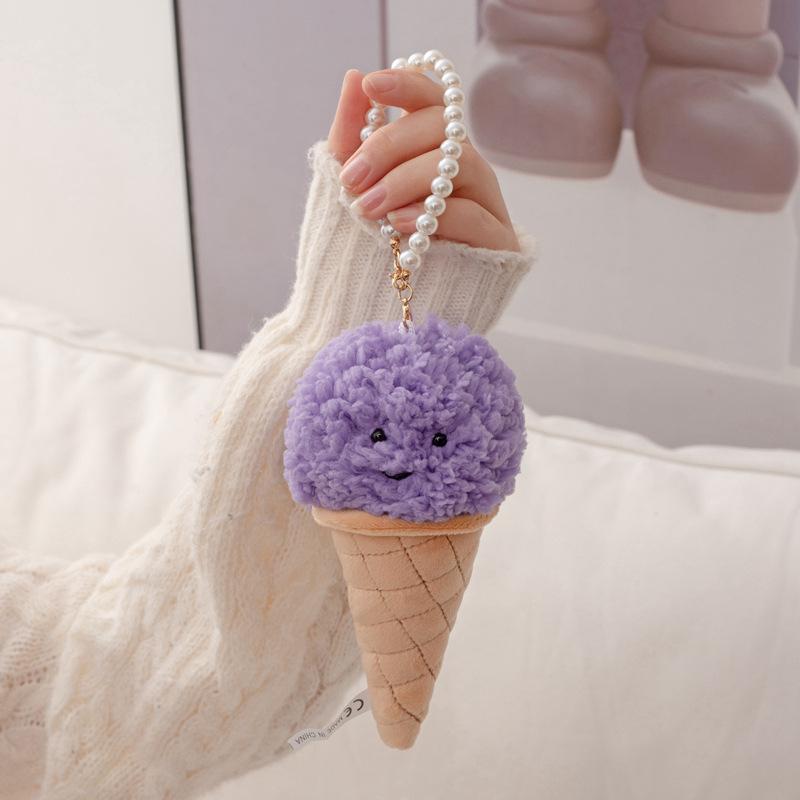 Cartoon Creative Dopamine Cone Ice Cream Plush Doll Pendant Doll Bag Hanging Ice Cream Keychain