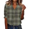 3/4-Ärmel Damenoberteile V-Ausschnitt Shirts Trendy Bedruckte Business Casual Arbeitsblusen