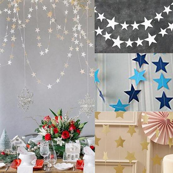 4m Long Star String Paper Garland for Wedding Birthday Party Baby Shower Decor