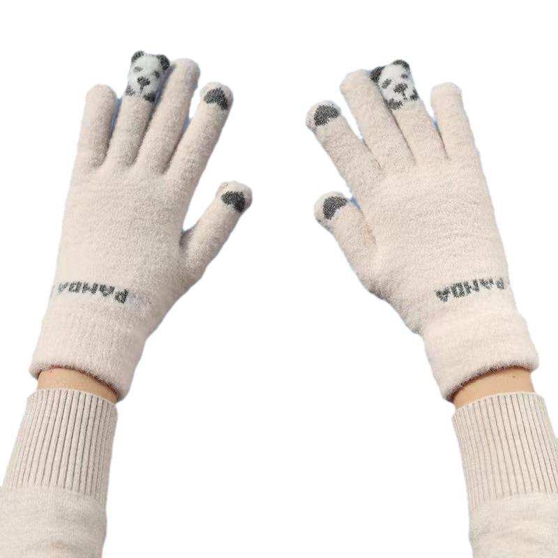 Niedliche Damen-Touchscreen-Plüschhandschuhe: Warm, verdickt für Frühling & Herbst Radfahren