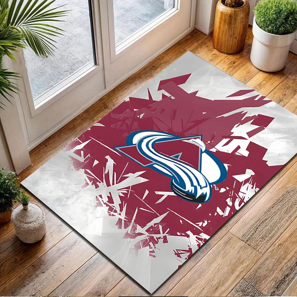 "Red Abstract Design with Mountain Logo" Patterned carpet, non slip mat suitable for living room and bedroom sofas