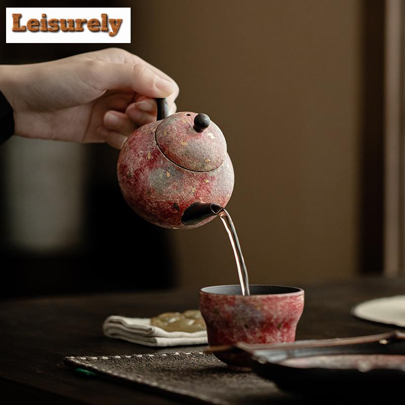 135ML Ręcznie Robiony Czajnik z Ceramiki Kolorowej Mineralnej Skalnej Zen Czajnik w Kształcie Gruszki Do Herbaty Czajnik z Zaparzaczem Chiński Zestaw Do Herbaty Ozdoby