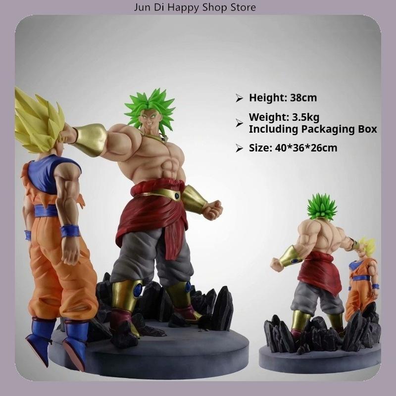 38cm Dragon Ball Broli Vs Goku Super Saiyan Pvc Action Figure Anime Model Statue For Fan Collection Desktop Decoration Gift