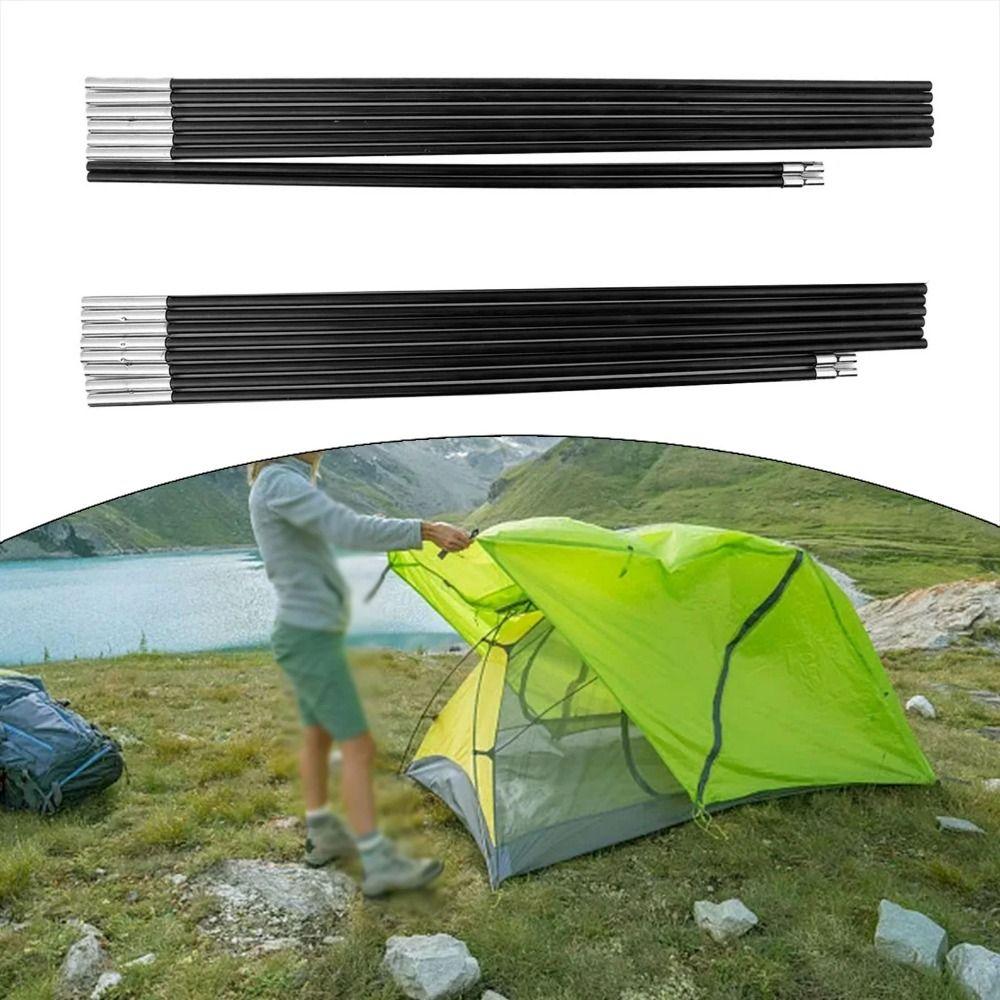2Pcs Black Camping Tent Poles Fiberglass Tent Pole Replacement Kit Awning Setup