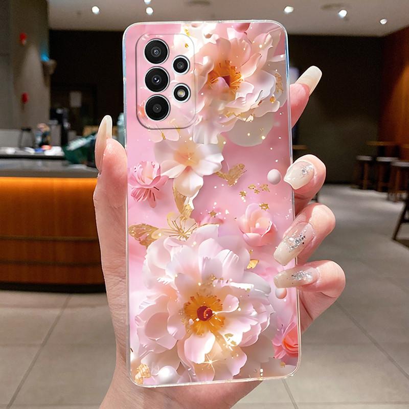 Case For Samsung A23/A33 5G Clear Silicone Fashion Butterfly Flowers Soft Back Cover For Samsung Galaxy A33/A23 Protective Case