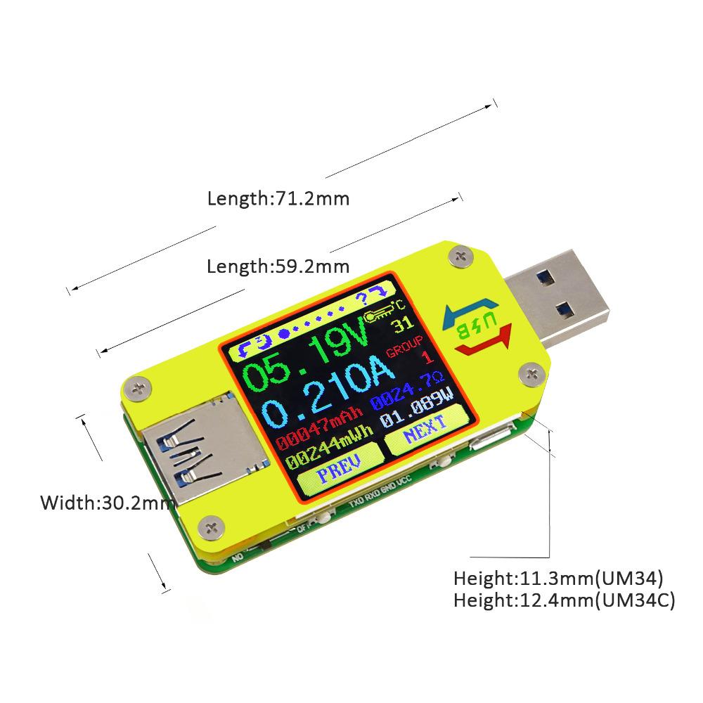 UM34/UM34C UM24/UM24C UM25/UM25C DC Voltmeter Ammeter Voltage Current Tester Voltage battery Charge USB Tester
