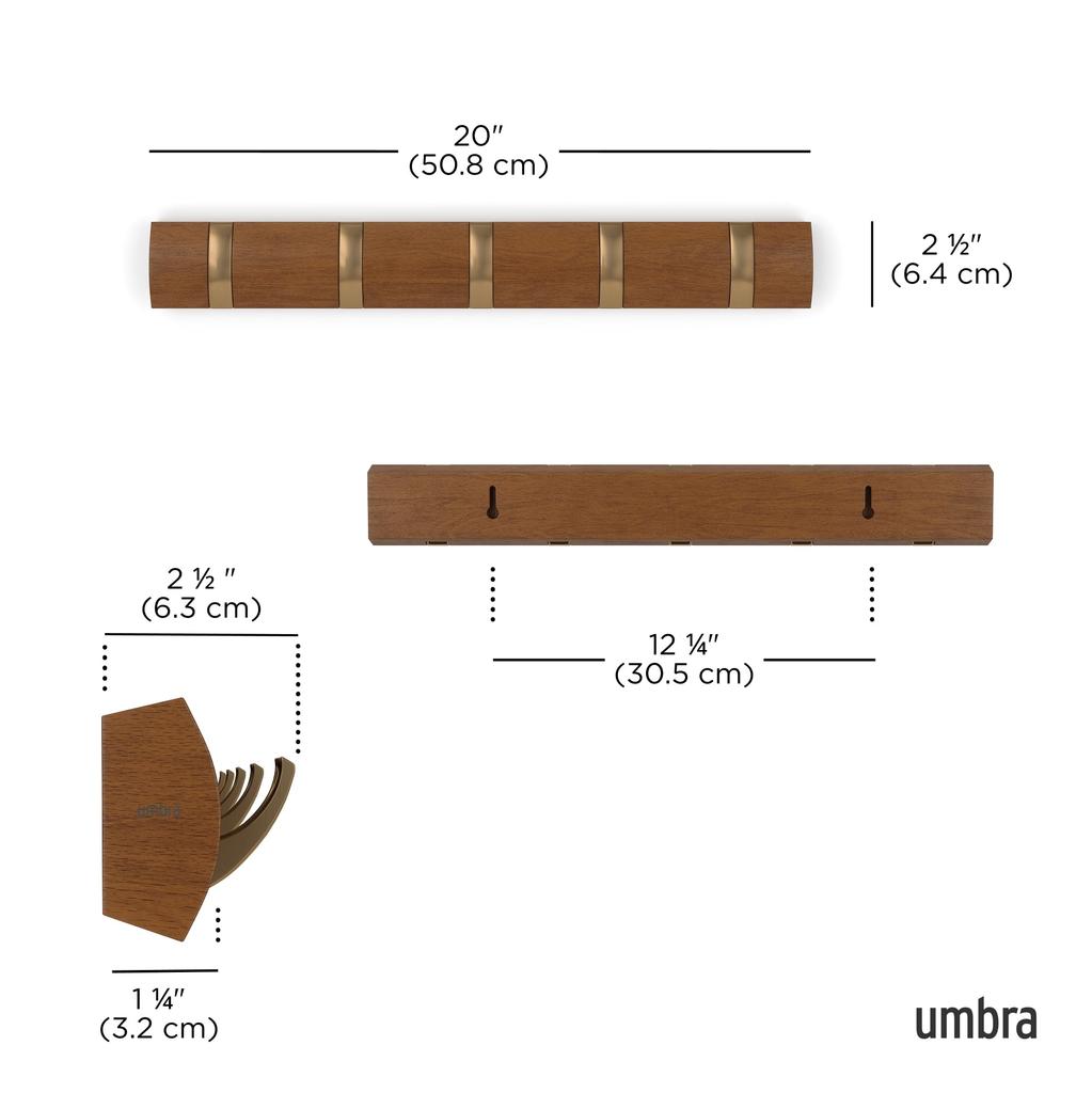 Umbra Wall Hook, Wall Hanger, Storage Hook, Wooden, 23188501227, Walnut/Gold