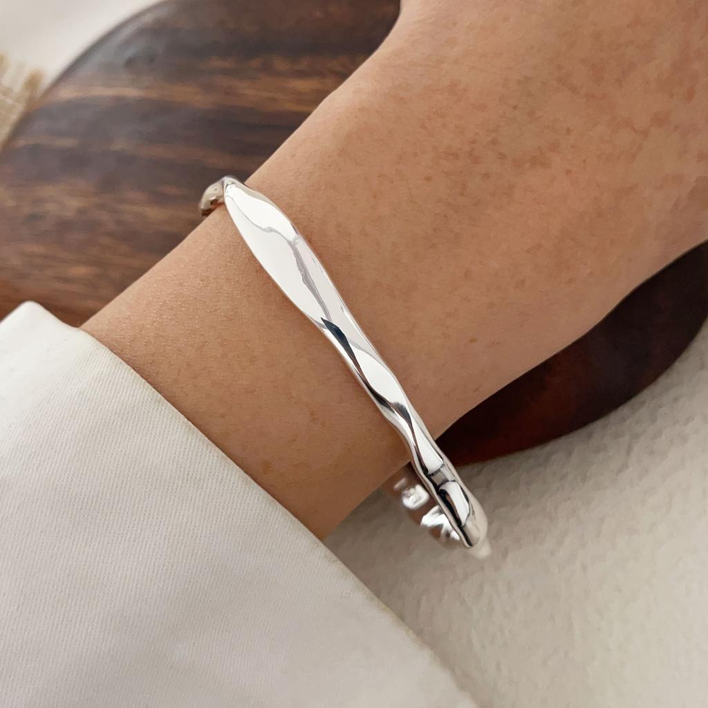 100% Massives 925 Sterling Silber Metallarmband für Damen Herren Vintage Handgefertigt Schlicht Geburtstag Geschenk S-B451