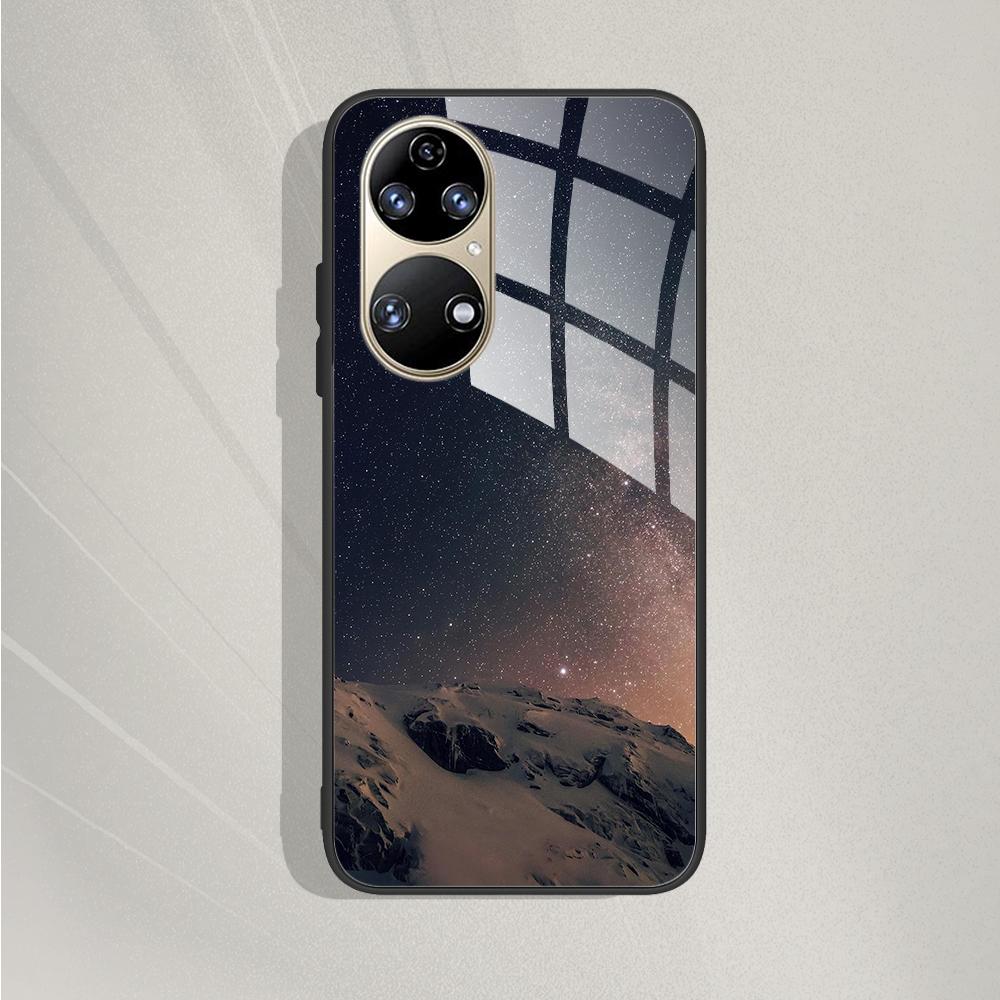 Чехол для Huawei P50 Pro P50E P 50 Роскошный закаленный стеклянный чехол для телефона Huawei P50 Задняя крышка Модный защитный TPU Coque P50Pro Huawei P50 Pro