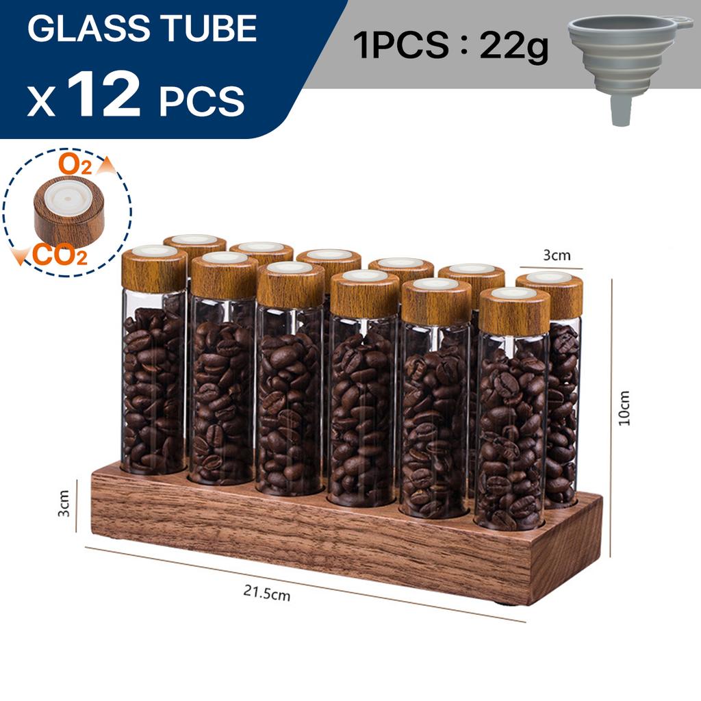 Kaffeebohnen Aufbewahrungsbehälter Präsentationsständer Walnuss Tee Dose Flasche Glas Espresso Kaffee Zubehör Werkzeug Barista Kaffeegeschirr Sets