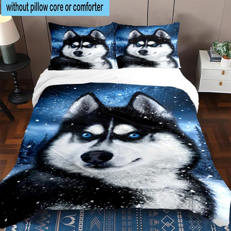 Diverse Dog Breeds Collage 3pcs Bedding,Including 1pc Duvet Cover And 2pcs Pillowcases Perfect for Christmas,Ideal for Bedroom, Dormitory