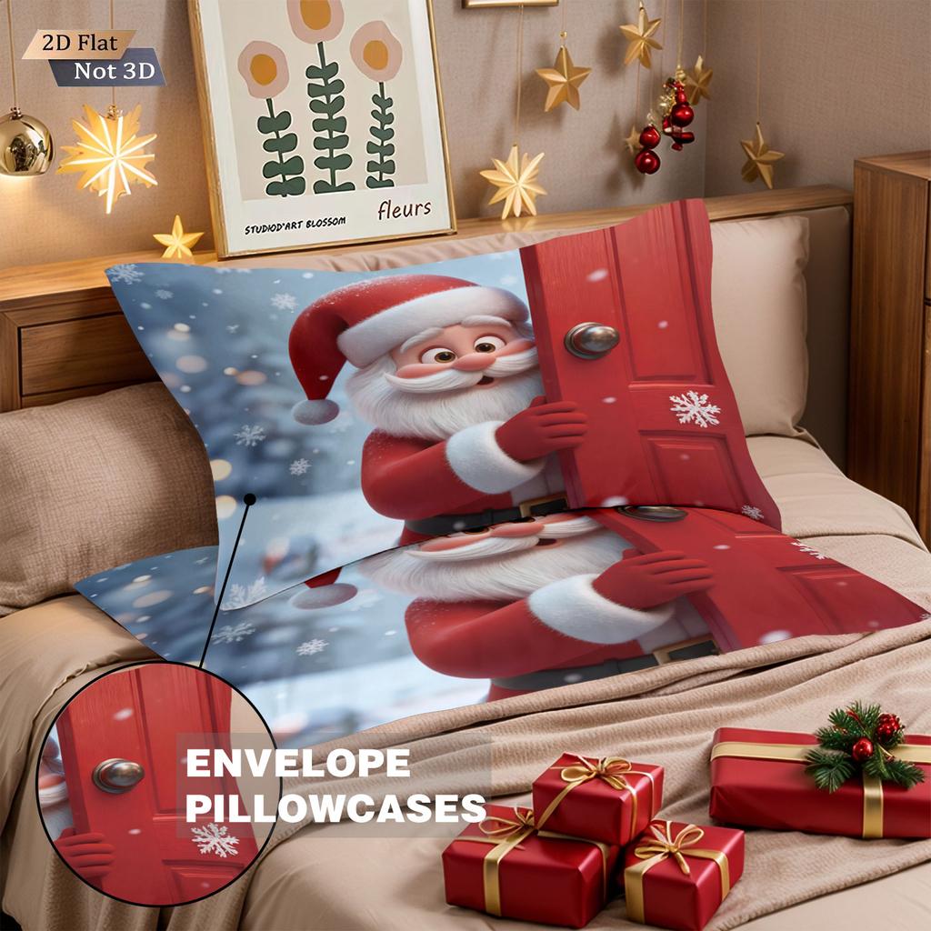 Comforter 3Pcs Cartoon Santa Claus Printed Coreless Duvet Set Multi Size Bedroom Bedding Holiday Decoration Machine Washable