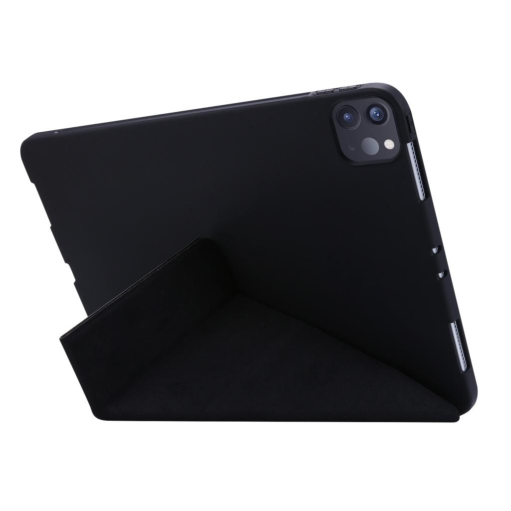 For iPad Pro 11 (2024) Case Origami Stand PU Leather+Silicone Cover with Auto Sleep/Wake
