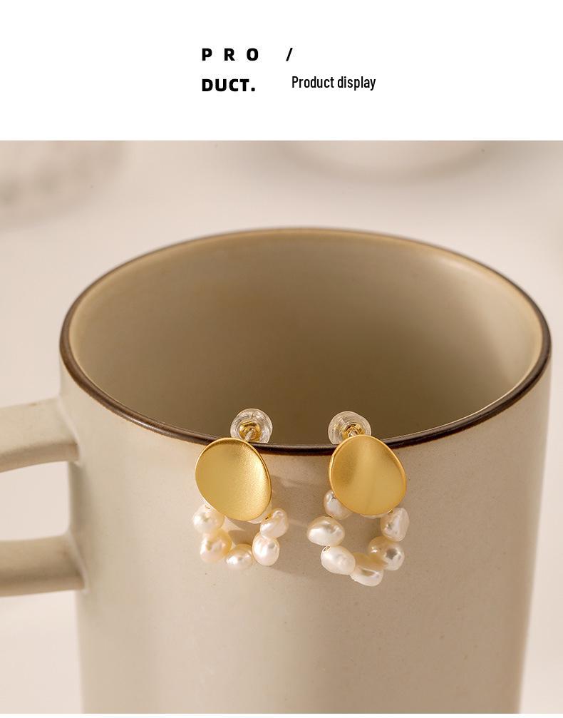 French Retro Freshwater Pearl Beaded Earrings - Elegant Silver Needle Design for Women