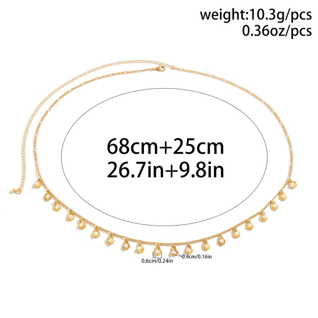 Summer Beach Scallop Shell Pearl Waist Chain Waist Chain Sexy Metal Chain Body Chain