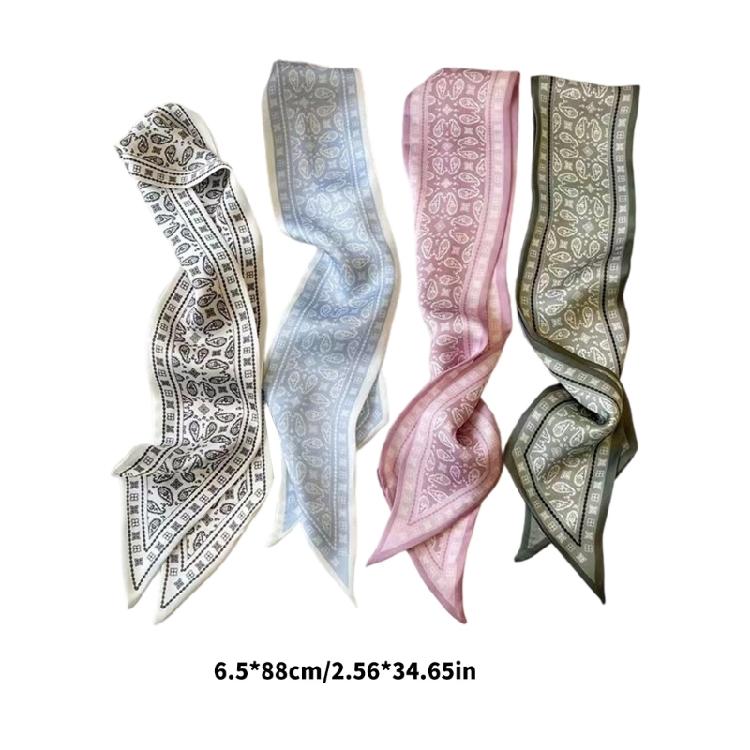 Stylish Floral Scarf Neckwear for Women, Adjustable Size Photo Props Silk Feeling Multicolored Scarf Photo Props