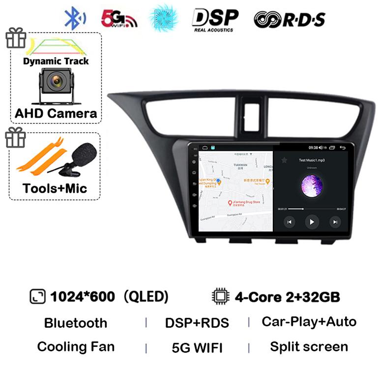 

Android 14 Carplay Auto For Honda CIVIC Hatchback 2012 2013 2014 2015 2016 2017 Car Stereo Radio Multimedia Player 4G+WIFI GPS