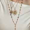 European and American Sun Pendant Necklace Light Luxury High Sense Tassel Eye Long Chain Color Cold Wind Collarbone Chain