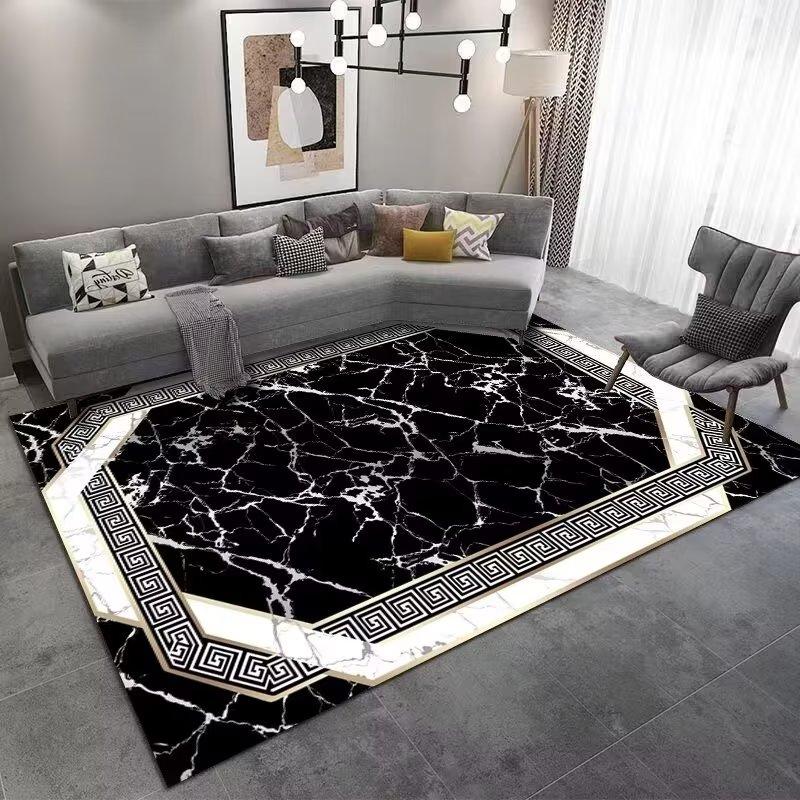 Marble Large Carpet for Living Room 160x230 Black Light Luxury Decoration Study Area Rug Washable Y2k Bedroom Home Mats Non-slip