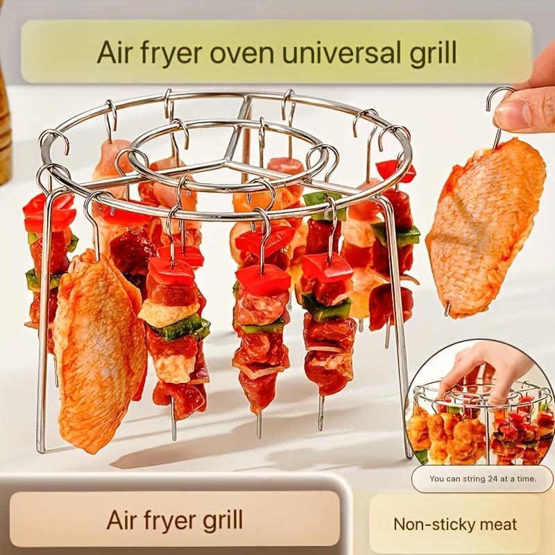 24pcs Stainless Steel Air Fryer Rack, No Flip Barbecue Grill, Universal Meat And Vegetable Grill, Kitchen Cooking Accessories