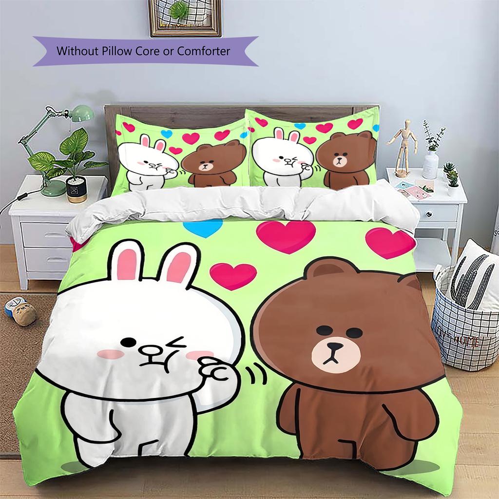 Brown & Cony Kawaii Bedding Set Duvet Cover Pillowcase No Filler, Soft Home Bedroom Decor, Perfect Gift for Fans.chl