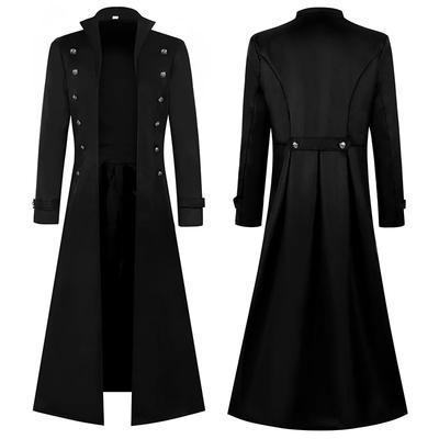 XS-5XL Plus Size Men Gothic Trench Medieval Steampunk Retro Style Long Jackets Double-breasted Solid Men's Vintage Long Jackets