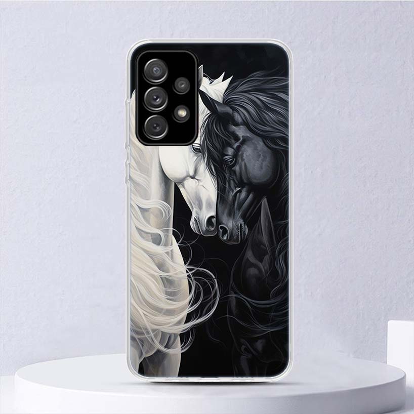 Animal Black Horse Soft Case For Samsung Galaxy A52 A51 A50S A12 A10S A20S A30S Phone Cover A71 A41 A31 A21S A70 A40 A20E A11 A5