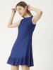 Moomaya Women  S Printed Short Dress, Sleeveless Frilled Hem Round Neck Mini