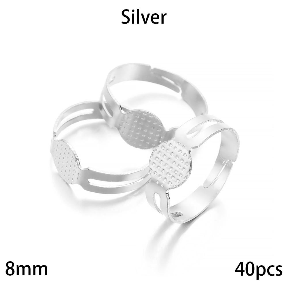 20-40Pcs/lot 7-10mm Metal Adjustable Blank Rings Setting For DIY Handmade Ring Jewelry Making Finding Supplies Accessories