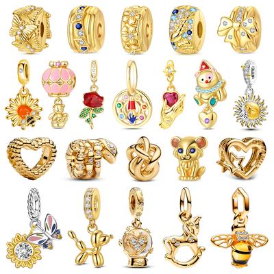 Trendy Copper Sparkling Curl Snake Beads & Bee Dangle Charm Fit Snake Bracelet Boutique Necklace Gold Pendant Gift
