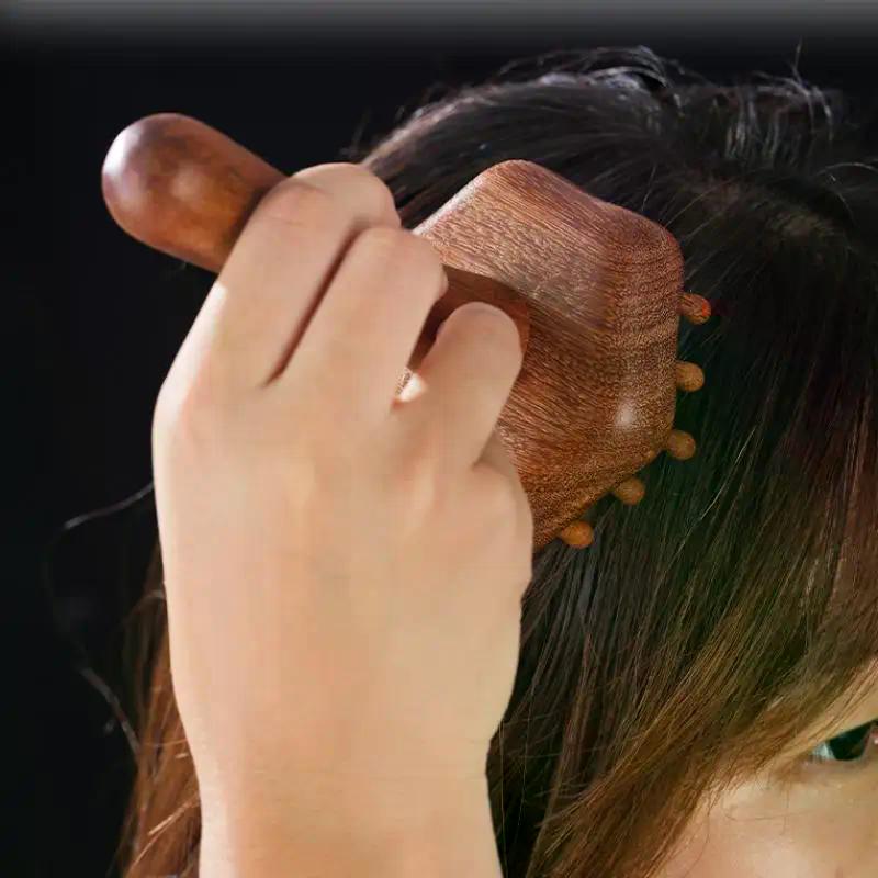 Tragbares Sandelholz Gua Sha Massagegerät Kopf Hals Bein Körper Meridian Massagegerät Lymphatisches Muskelrelief Schmerz Tiefengewebsmassage