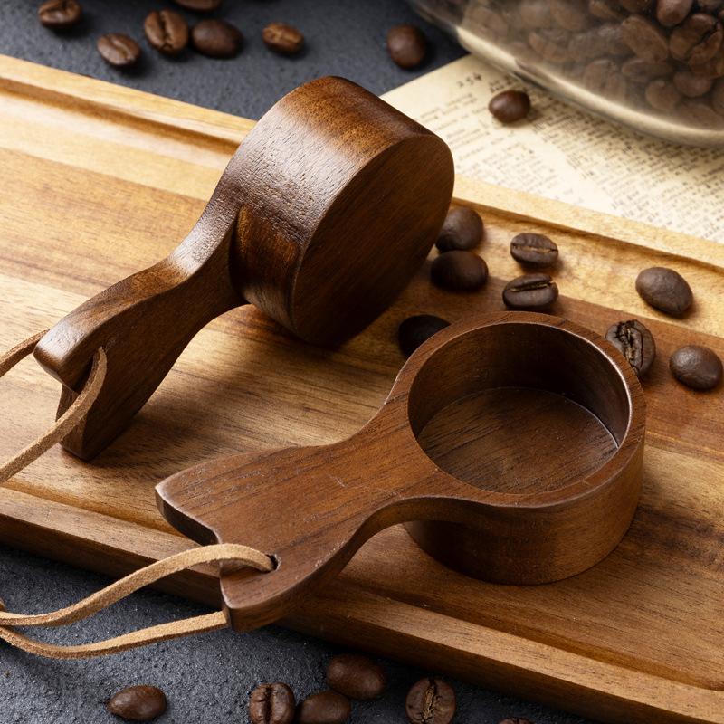 Coffee Beans Solid Wood Measuring Spoon Walnut Weighing Spoon Coffee Powder Weighing Wooden Spoon Black Walnut Short Handle Coffee Spoon