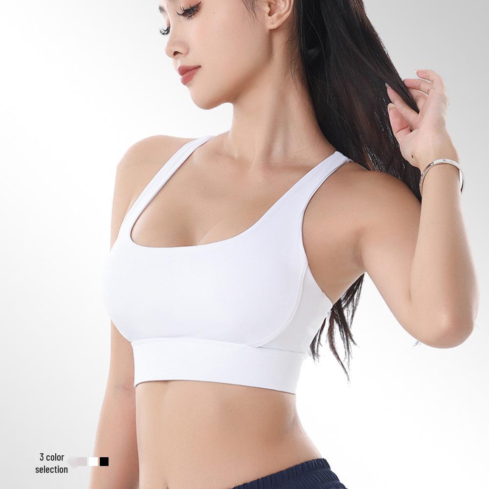 

Женский ударопрочный спортивный бюстгальтер с перекрещенной спинкой для бега и йоги L белый