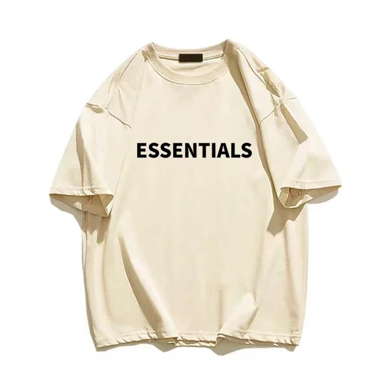 Fashion Hip Hop Clothes 100% Katoen Casual Oversized Heren T-shirt Streetwear Monogram Print Lijn Designer T-shirt Streetwear Harajuku Korte Mouw Top Kleding L zwart
