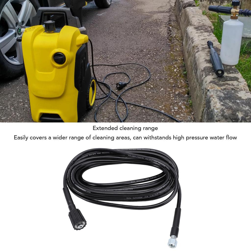 High Pressure Water Hose Wearproof Rubber Metal Connector Replacement Power Washer Hose for Car Washing 8m / 26.2ft