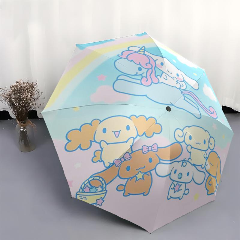 1pc Rainbow Cinnamoroll Sanrio Design Pattern Automatic 3-Fold Umbrella, 8 Iron Frames, High-Value Folding Umbrella, Suitable for Office, Travel and O