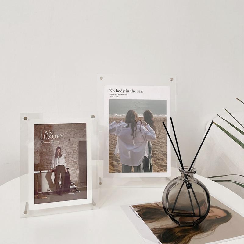 Transparent Photo Frames Acrylic Magnetic Kpop Idol Photocard Holder Desktop Ornament Photo Card Collect Poster Display Stand