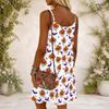 Women Plus Size Scoop Neck Thin Straps Sleeveless Loose Fit Halloween Pumpkin Printed White Dress