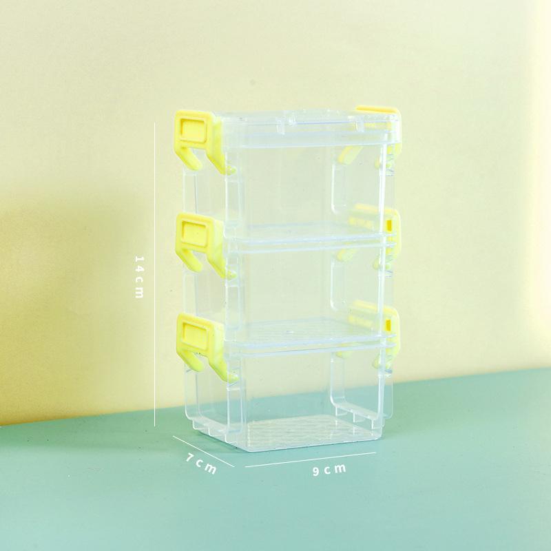 3-Layer Transparent Magic Buckle Storage Box Finishing Box Desktop Sundries Portable Storage Box Jewelry Organizer